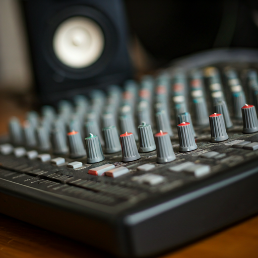 Close up of a professional studio mixer