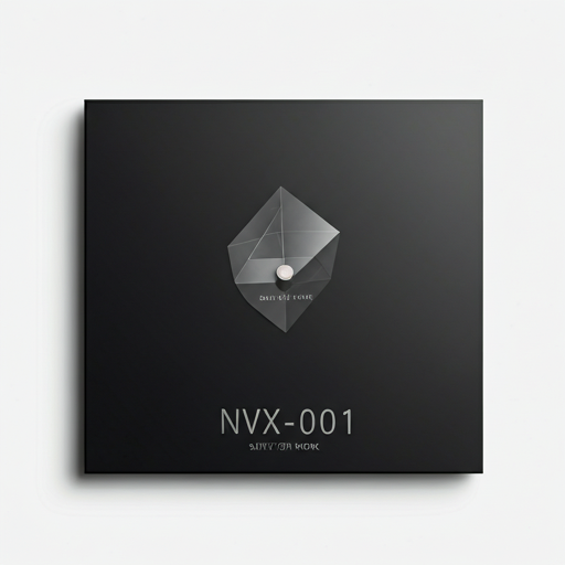 Minimalist matte black vinyl record packaging with silver foil geometric serial number NVX-001